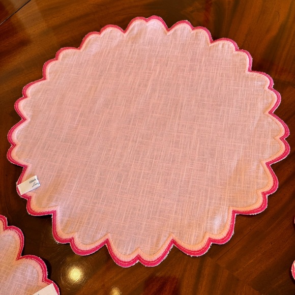 NEW Society Social Hma Decor Peony Pink Linen Placemats- Set of 4 - Picture 9 of 15